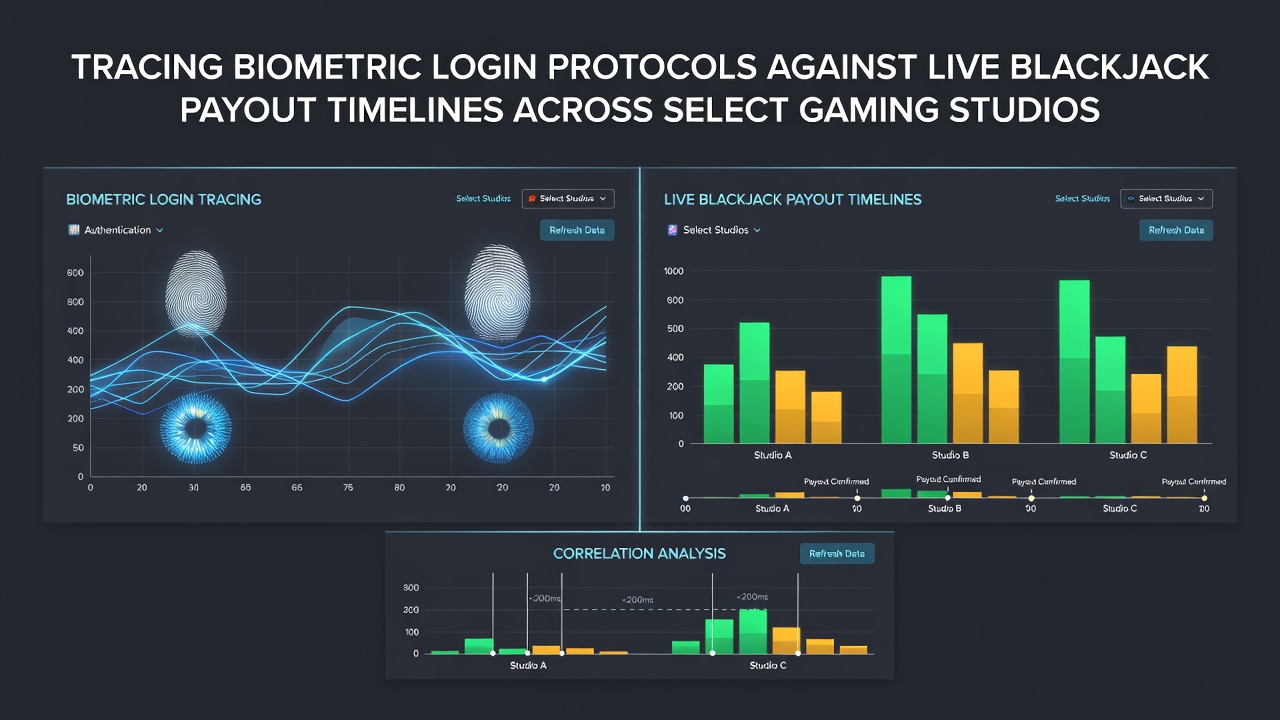 Live blackjack studio payout processing timeline chart with biometric checkpoints